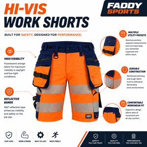 Shorts de travail haute visibilité avec plusieurs poches, shorts de sécurité réfléchissants pour les travailleurs industriels - Product Image 6