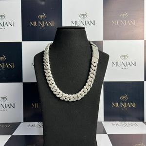 Collar de Cadena Cubana de Plata S925 con Diamantes VVS, Corte Brillante, Engaste en Canal, Joyería Fina Personalizada, Regalo de Boda para Hombre - Product Image 3