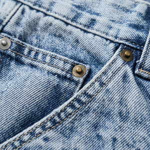 Pantalon de travail en jean délavé à double genouillère pour homme, coupe ample, denim épais, multi-poches, style streetwear, collection 2026 - Product Image 5