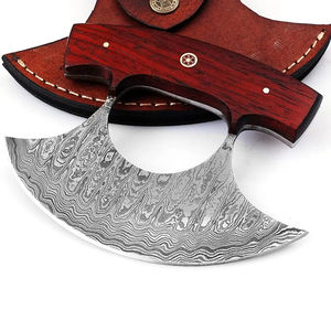 Couteau Ullu Burraq personnalisé fait main en acier Damas, manche en bois, trancheur à pizza, étui en cuir, ambidextre, compatible lave-vaisselle - Product Image 6