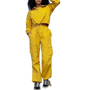 Conjunto Deportivo de Dos Piezas para Mujer, Talla Grande, Invierno, Color Sólido, Secado Rápido, Sudadera Corta, Pantalones Cortos Cortavientos para Correr, Color Personalizado 2026 - Product Image 2