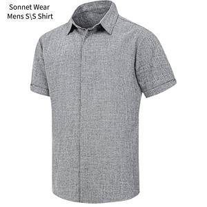 Chemises en lin pour hommes, manches courtes, décontractées, boutonnées - Product Image 2