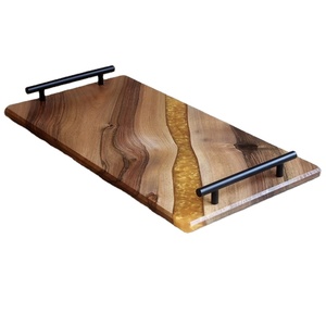 Bandeja de madera de resina para servir con mango de metal para decoración de mesa de fiesta de boda bandeja de servicio de catering en hoteles hogar - Product Image 5