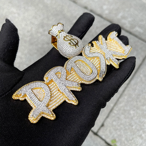 จี้เพชรโมอิสซาไนต์แบบกำหนดเอง สไตล์ฮิปฮอป VVS ประดับเพชรเต็มตัว  จี้ตัวอักษรเงินแท้ 925  จี้เพชรโมอิสซาไนต์สั่งทำ - Product Image 3