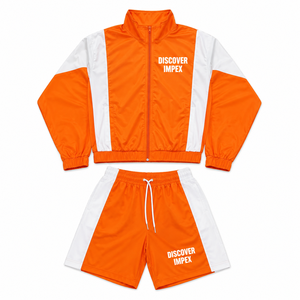 Custom OEM Windbreaker Zip up Hoodie Nylon Track Suit Vintage Sportswear <b>Jacket</b> <b>Short</b> Set SweetPant Streetwear Tracksuit - Product Image 2