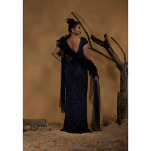 Vestido de noche largo y formal para mujer |   Vestido de fiesta de diseñador con cuello en V profundo |   Banquete de Boda |   Exportación a granel de ropa |   Proveedor OEM - Product Image 1