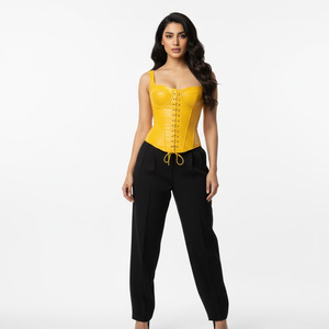 Corsé de Cuero Personalizado para Mujer, Top Estilo Gótico, Faja Reductora de Cintura, Transpirable para Uso Diario, Bordado a Mano Personalizado - Product Image 1