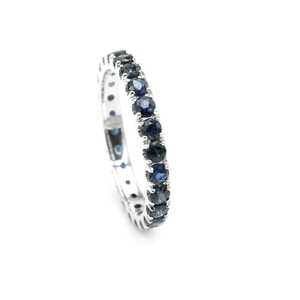 Round Cut Blue Sapphire Eternity Band 14K White Gold Wedding Engagement <b>Ring</b> For Women Fine Jewelry Gift - Product Image 3