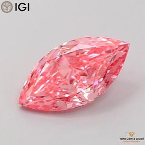Diamant de laboratoire cultivé CVD de couleur rose vif fantaisie, clarté VS1, 1,00 CARAT, forme MARQUISE, avec certificat IGI, pour demande en mariage, pièce maîtresse - Product Image 1