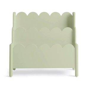 Étagère à livres en bois pour enfants, élégante, verte, à niveaux, avec décorations festonnées, pour ranger et décorer la chambre des enfants - Product Image 3