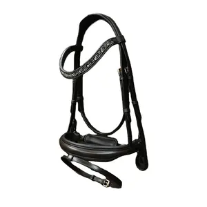 Reasonable Best Quality English Leather Padded Bridle With Crystal Brow band Supplier Manufacturer & Wholesaler