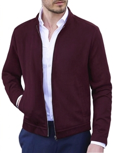 <b>Men's</b> Solid Color Bomber <b>Jacket</b> Stand Collar Zipper Closure <b>Smart</b> Casual Style Polyester Material Autumn Wear - Product Image 4