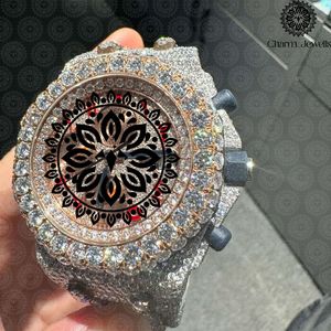 Charm_Jewells Luxury Men Stainless Steel <b>Watch</b> Round 43mm Analog Quartz Sapphire Crystal <b>Diamond</b> Bracelet Fashion - Product Image 4