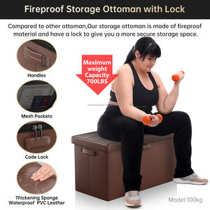 เก้าอี้หนังทรงลูกบาศก์ออตโตมันกันไฟพับได้มีล็อคม้านั่งพักเท้ากันน้ำสำหรับห้องนั่งเล่น - Product Image 6