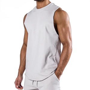 Débardeur blanc sans manches pour homme, col rond, style décontracté uni, respirant, en coton tricoté, coupe ajustée - Product Image 2