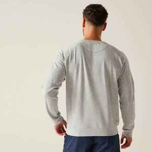 Sweat-shirt à col rond surdimensionné pour homme, couleur unie, tricoté, manches longues, style décontracté, pull d'automne, polyester/coton, gris - Product Image 5