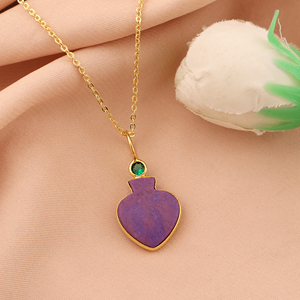 18K Gold Plated Spade Shape Tiny CZ Fashion Pendant Trendy Minimalist Cable Chain <b>Statement</b> High Quality Fancy Elegant <b>Necklace</b> - Product Image 5