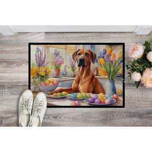Nouveau extérieur intérieur 18H X 27W antidérapant Low Pile Rhodesian Ridgeback paillasson pour entrée lavable Pâques décoration porte d'entrée - Product Image 2