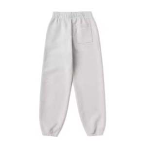 Men's Woolen Vintage Straight Sweatpants Elastic Waist Drawstring Casual Joggers Light Gray Midweight Knitted Autumn Wear - Product Image 4