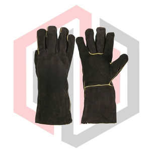Gants de jardinage en cuir, gants de sécurité en cuir croûte, anti-chaleur, durables, respirants, sans silicone, sans poudre, poignet tricoté de 14 pouces - Product Image 1