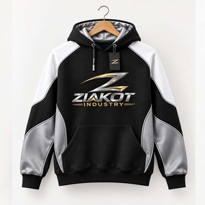Wholesale Direct Ziakot Industry Custom <b>Stitched</b> Black White-Teal Sports Pullover Sweatshirt <b>Hoodie</b> - Product Image 4