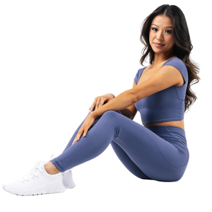 Top Corto de Manga Corta para Mujer, Ajuste Elástico, Tela Suave y Lisa, Cuello Cuadrado, Estilo Deportivo Informal, Ropa Deportiva, Ropa de Gimnasio - Product Image 4