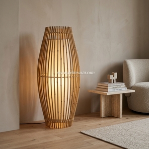 Lampe de sol LED Kendang en bambou naturel, éclairage décoratif pour salon, chambre à coucher, hôtel, décoration intérieure - Product Image 5