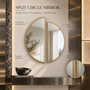<b>Gold</b> Split Circle Wall <b>Mirror</b> Set Modern Metal 2 Piece Decorative <b>Mirrors</b> for Living Room Bedroom Entryway Luxury Home Decor Art - Product Image 5