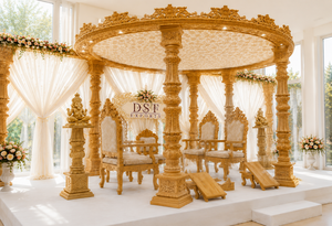 Mandap de Boda Gujarati Avni con Corona, Mandap de Boda Hindú con Aspecto de Madera, Mandap de FRP, Decoración de Mandap de Boda del Sur de la India, Australia - Product Image 2