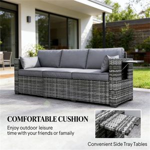 Divano da Esterno in Salice Grigio Misto per Giardino, Terrazze e Cortili, Doppia Seduta - Product Image 4