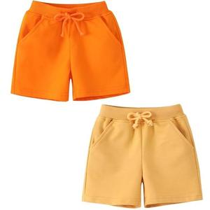 Shorts en coton kaki unisexe avec broderie textile marron, prix de gros pour enfants et bébés garçons - Product Image 3