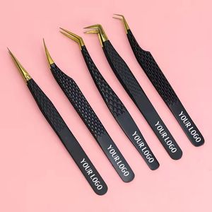 Juego de Pinzas para Pestañas de Acero Inoxidable de Alta Precisión, Puntas Suaves, Color Negro y Dorado, Marca Morje, para Uso Estético - Product Image 3