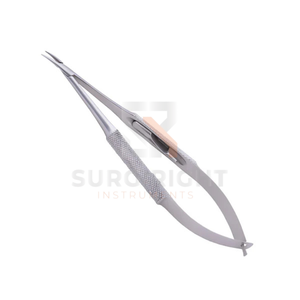 Portaagujas Microcurvos con Bloqueo, Acero Inoxidable Alemán TC, Instrumento Quirúrgico de Microcirugía, CE ISO, por Blush Surgical - Product Image 3