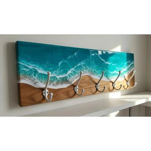 Contemporary Wooden Wall <b>Hook</b> Rack Resin Craft Modern Entryway Organizer Decorative Hallway Storage 4-<b>Hook</b> Cute Design Clothing - Product Image 2