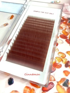 Extensions de cils 3D plates en ellipse faites à la main, couleur bordeaux, en PBT synthétique doux, mates et colorées pour greffe en salon - Product Image 2