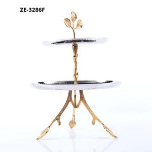 Support à gâteau à deux niveaux en acier inoxydable finition dorée, multi-étages, hauteur 41 cm, largeur 30 cm, plateau à gâteau réutilisable - Product Image 2