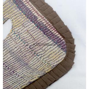 <b>Boho</b> Style 100% Cotton Kantha <b>Bag</b> With Ruffle Style Cut Borders With Comfortable Handle Medium Size For Daily Use - Product Image 6
