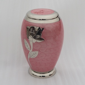Contenedor de cenizas funerarias para cremación de adultos, de latón, plateado, rosa, esmalte rosa, calidad prémium, restos de cenizas humanos - Product Image 3