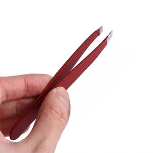 Ensemble de pinces à sourcils en acier inoxydable de couleur personnalisée, outils professionnels de toilettage des cils à pointe inclinée - Product Image 4
