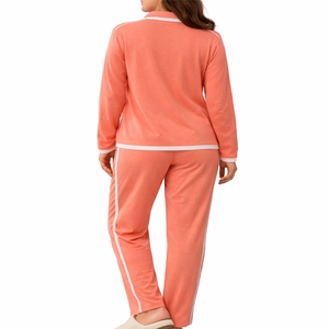 Women Contrast Stripe Tracksuit <b>Zip</b> <b>Up</b> <b>Jacket</b> & Relax Fit Jogger Pants Set Premium Comfort Fabric Sportswear Tracksuit - Product Image 2