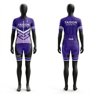 Tenue de cyclisme pour femmes, tissu polyester spandex premium 180 GSM, design géométrique orange et noir, logo personnalisé par sublimation - Product Image 4