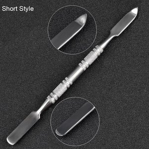 KAAMIR INSTRUMENTS Repousse-cuticules réutilisable en acier inoxydable avec logo personnalisé, lot de 2 spatules plates à double extrémité et grattoir - Product Image 5