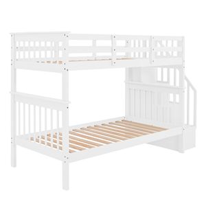 Letto a castello bianco a due piazze con contenitore e sponda di protezione per cameretta bambini/dormitorio (vecchio SKU LP000109AAK) - Product Image 5