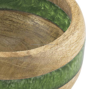 Tazón para Ensalada y Frutas de Madera de Mango Ecológico y Sostenible, Diseño Único con Acabado de Ríos Pequeños, Resina Epoxi Creativa, Estilo Vintage - Product Image 2