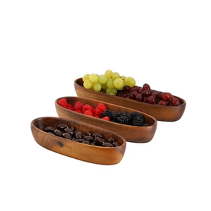 Bol en bois naturel, 3 tailles différentes, assiette carrée, pour bonbons, fruits, desserts, salades, bol de service en bois pour salade et fruits - Product Image 1