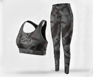 Women Yoga Set Best Quality Textured Solid Stitch Digital Print 2 Piece Breathable High Waist - Product Image 5