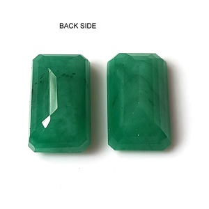 Émeraude naturelle zambienne de 13,70 carats, vert émeraude, pierre précieuse en vrac, taille émeraude, facettée, calibrée, ensemble de 2 pièces, dimensions 9x15x6mm, pour bijoux - Product Image 5