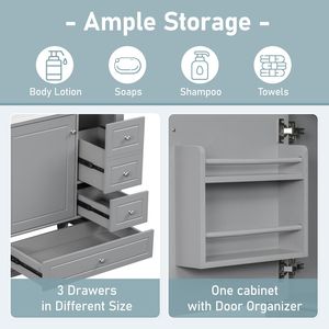 Mobile da Bagno Grigio da 30 Pollici con Lavabo, Una Porta e Ripiano, Tre Cassetti con Chiusura Ammortizzata - Product Image 6