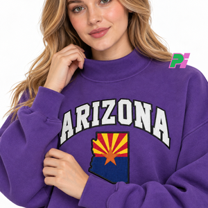 Sudadera de cuello alto para mujer Pook International, con parche bordado de la bandera del estado de Arizona, estilo casual y holgado. - Product Image 6