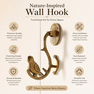 Decorative Brass Bird Wall <b>Hook</b> Vintage Wall Mounted Coat <b>Hook</b> Heavy Duty Key <b>Towel</b> Bag Hanger Antique Home Decor and Organizer - Product Image 5